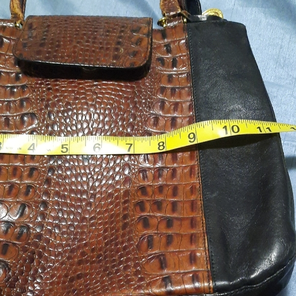 Brahmin Black and Brown Croc-Embossed Satchel - Picture 4 of 9